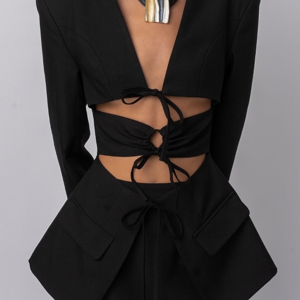 Chic Black Cut-Out Blazer